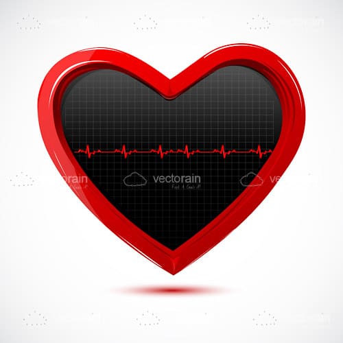 Heart with Heart Rate Graphic